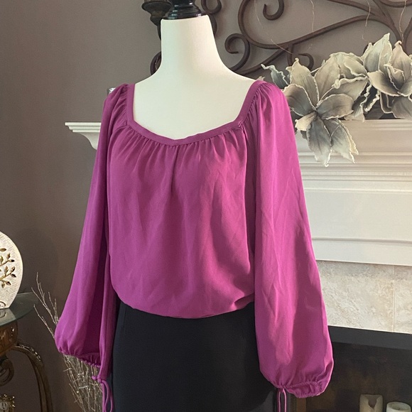Banana Republic Magenta Raglan Blouse - Picture 2 of 5